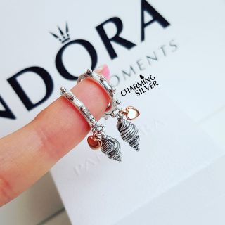 Серьги-кольца Pandora “Ракушка и сердце”