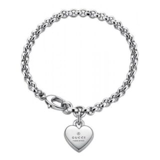 Серебряный браслет Gucci подвеской в форме сердца арт: YBA356210001018